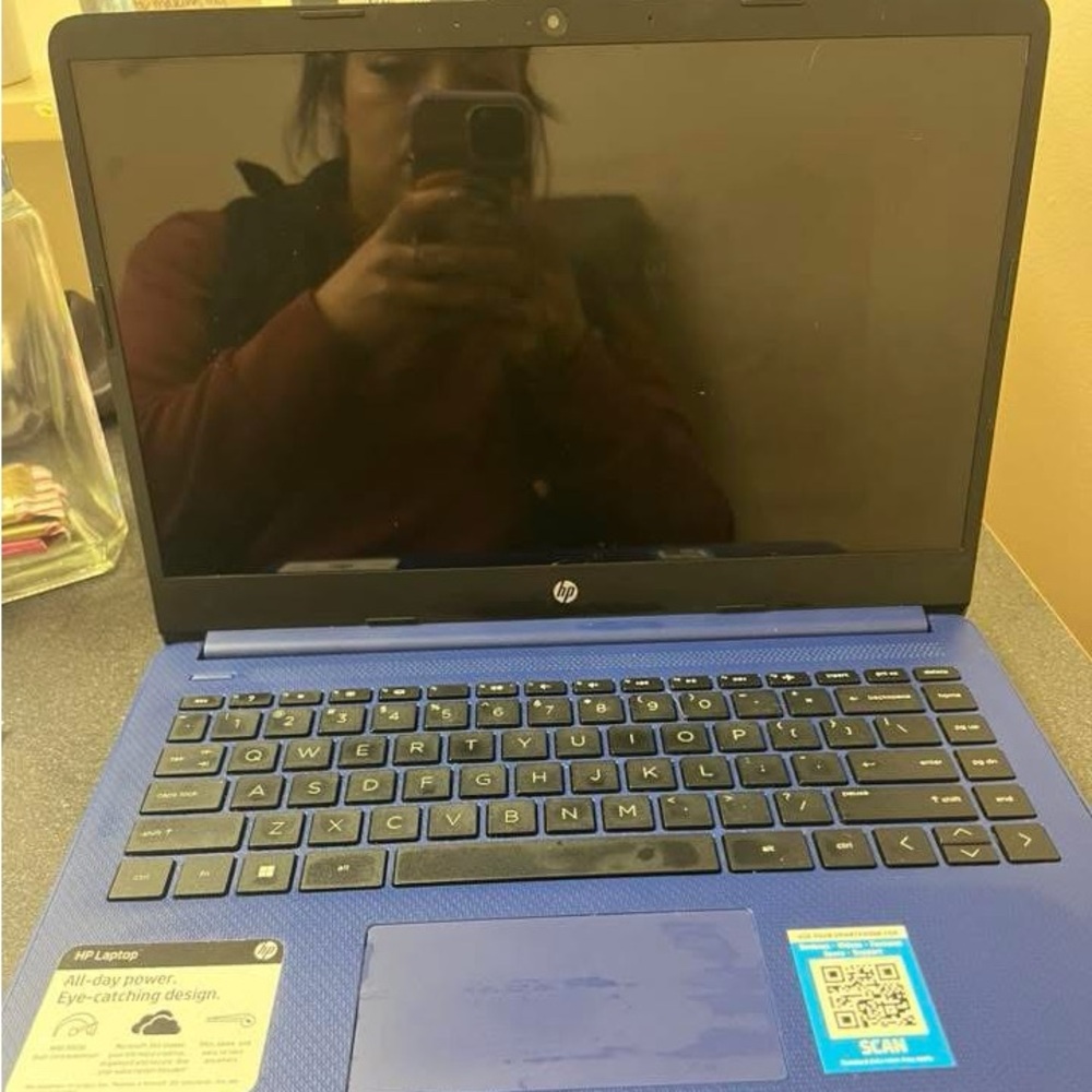 HP Blue Laptop with Intel Processor and Slim Design- touchscreen